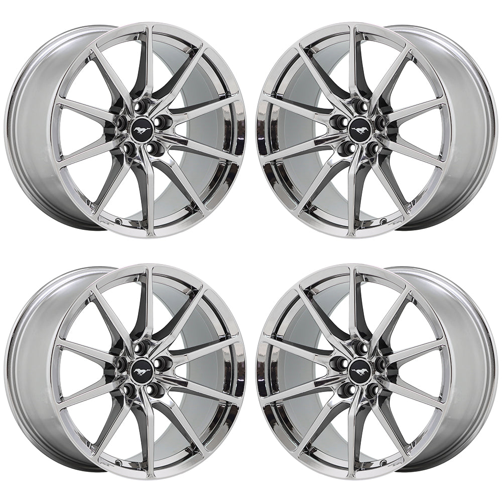 19x10.5 19x11 Ford Mustang GT350 Bright Chrome wheels Factory OEM 10053 10054